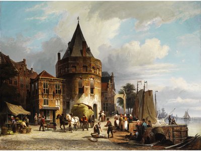 The Schreiersturm in Amsterdam by Cornelis Christiaan Dommersen